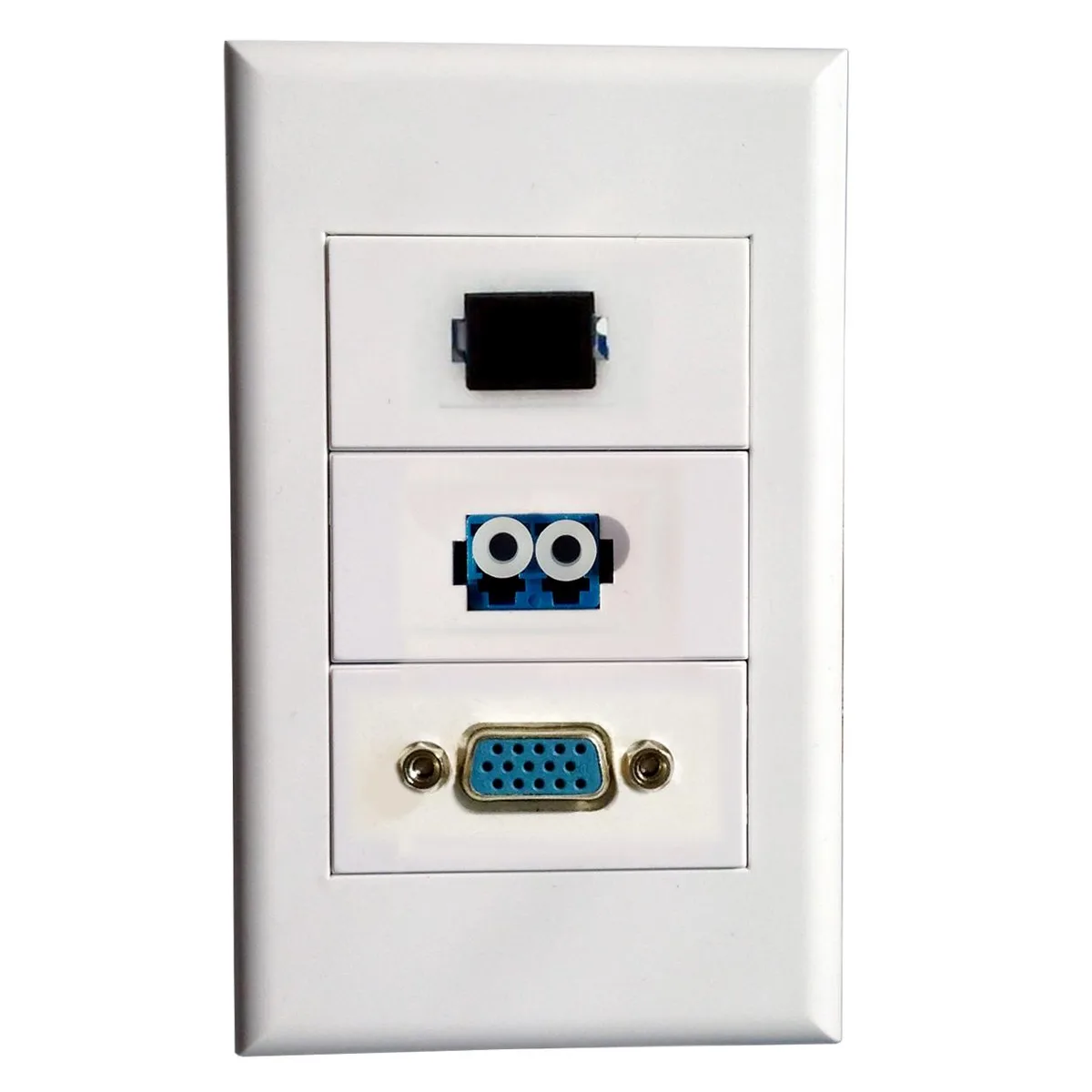 Roby Technology Co., Limited Roby Technology Co., Limited SC LC Fiber Optic Wall Plate SC Simplex+LC Duplex + VGA 118x72mm — product photo