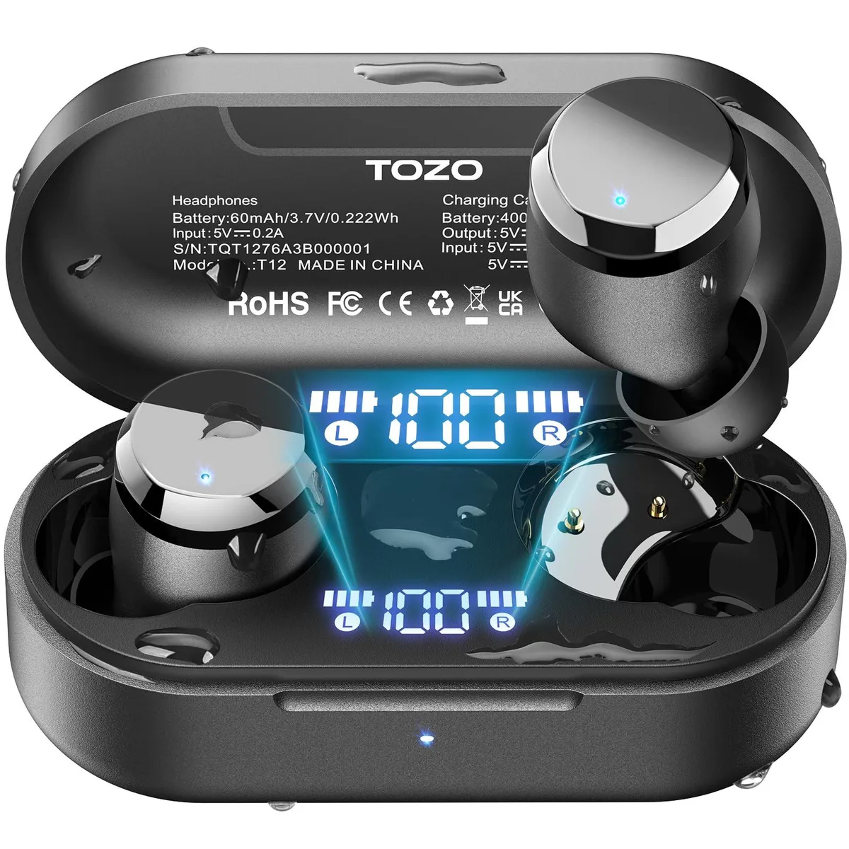 TOZO Store TOZO T12 Mini Wireless Earbuds Matte Black — product photo