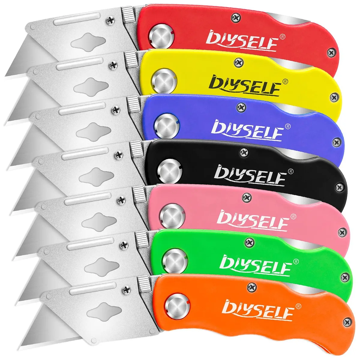 DIYSELF 7-Pack Folding Utility Knives 5 in Multi-Color — product photo