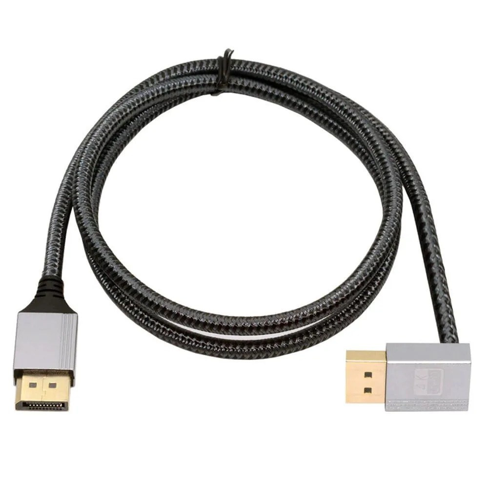 Fervit Fervit Down Angled DP Cable 4K 60Hz 90° 1M Silver Sleeve — product photo