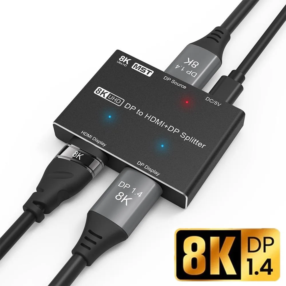 LUOM LUOM TJ-A038 DisplayPort 1.4 to DP+HDMI Video Switch 8K@30Hz 4K@120Hz — product photo