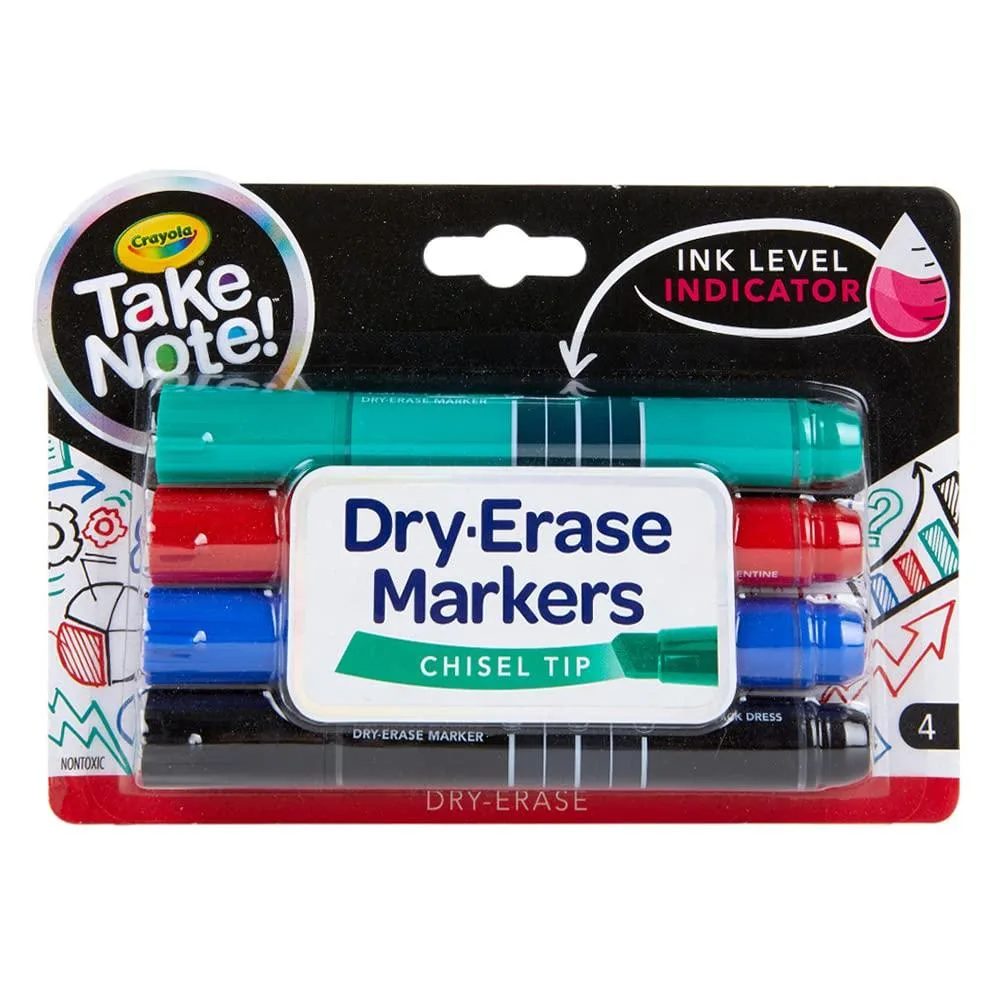  Crayola 58-6543 Dry Erase Markers Chisel Tip 4 Pack — product photo