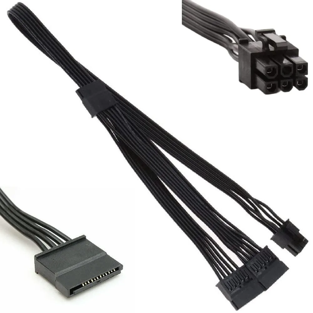 Vszerda Vszerda 6-Pin to 3× SATA 15-Pin Adapter Cable 20in for Corsair PSUs — product photo