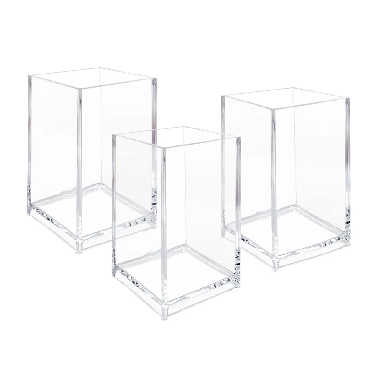 Newkita 3 Pack Clear Acrylic Pen Holder Cup 3.94in — product photo