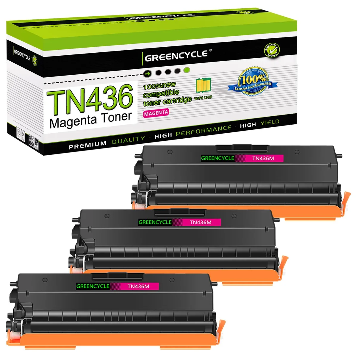 GREENCYCLE GREENCYCLE TN436M Magenta Toner Cartridge 3 Pack 6500 Pages — product photo