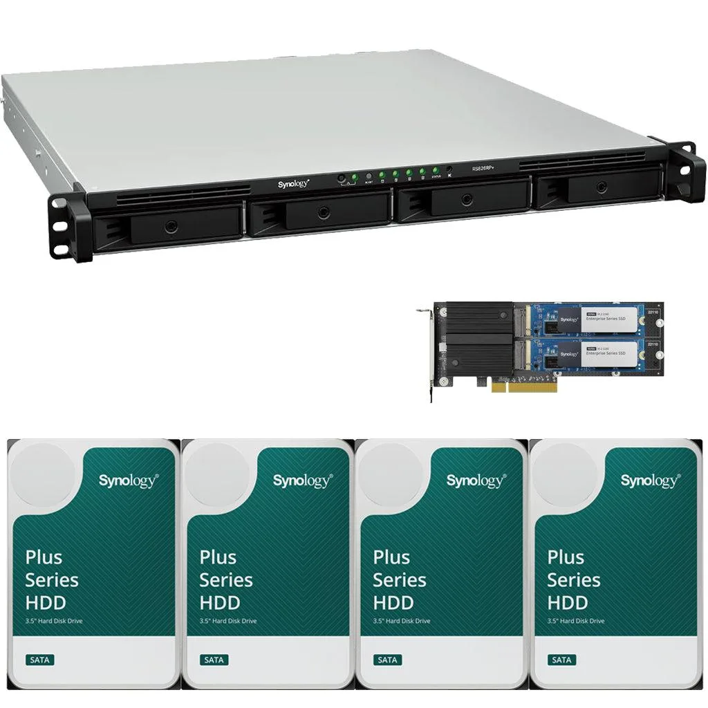 Synology Inc. Synology RS826RP+ AMD Ryzen V1500B 4-Bay Rackmount NAS 4GB RAM 3.2TB Cache 16TB Drives — product photo