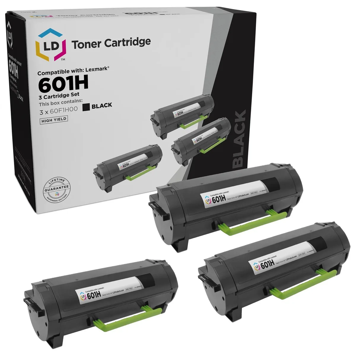 LD Products LD Products 60F1H00 High Yield Black Toner Cartridge 3-Pack — product photo