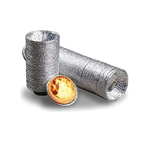 Pack of 250 silver foil baking cups with curled rims