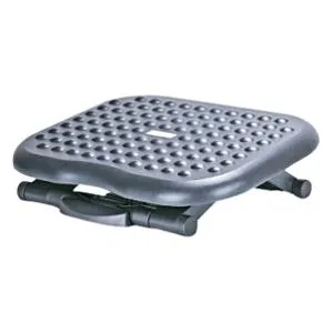 Black adjustable footrest with textured platform and five height settings