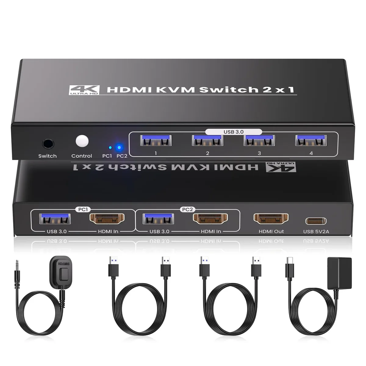  TRENDnet KSW-001 2 Port HDMI KVM Switch USB 3.0 4K60Hz — product photo