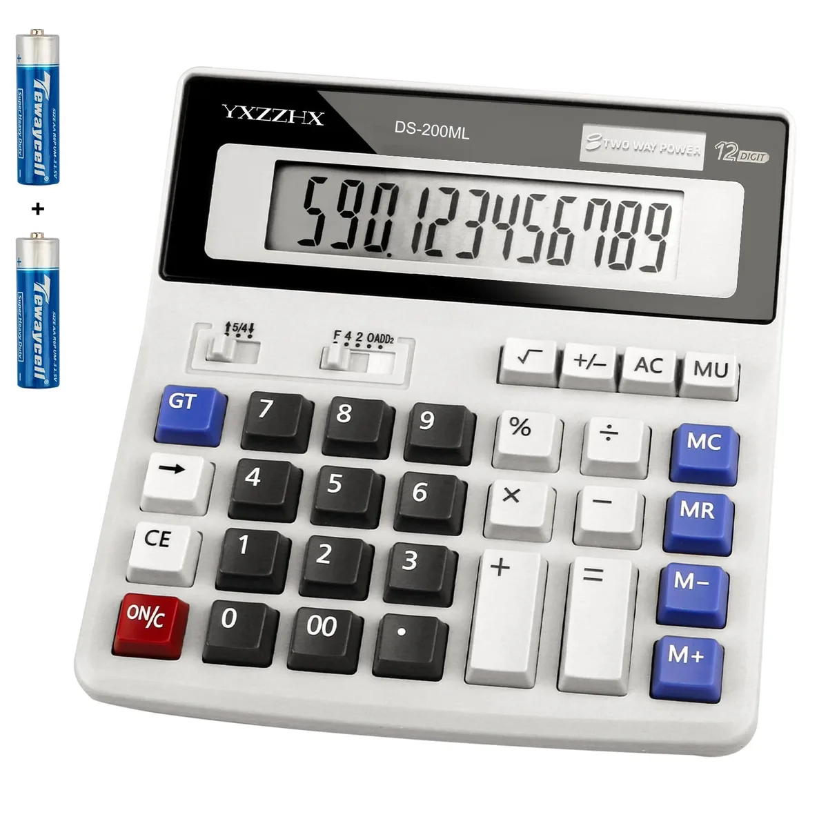  HP 12-Digit Desktop Calculator 4.3-Inch LCD Solar &amp; Battery White — product photo