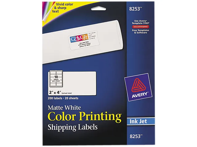 Avery Avery 8253 White Inkjet Shipping Labels 2.00" x 4.00" 200 Count — product photo
