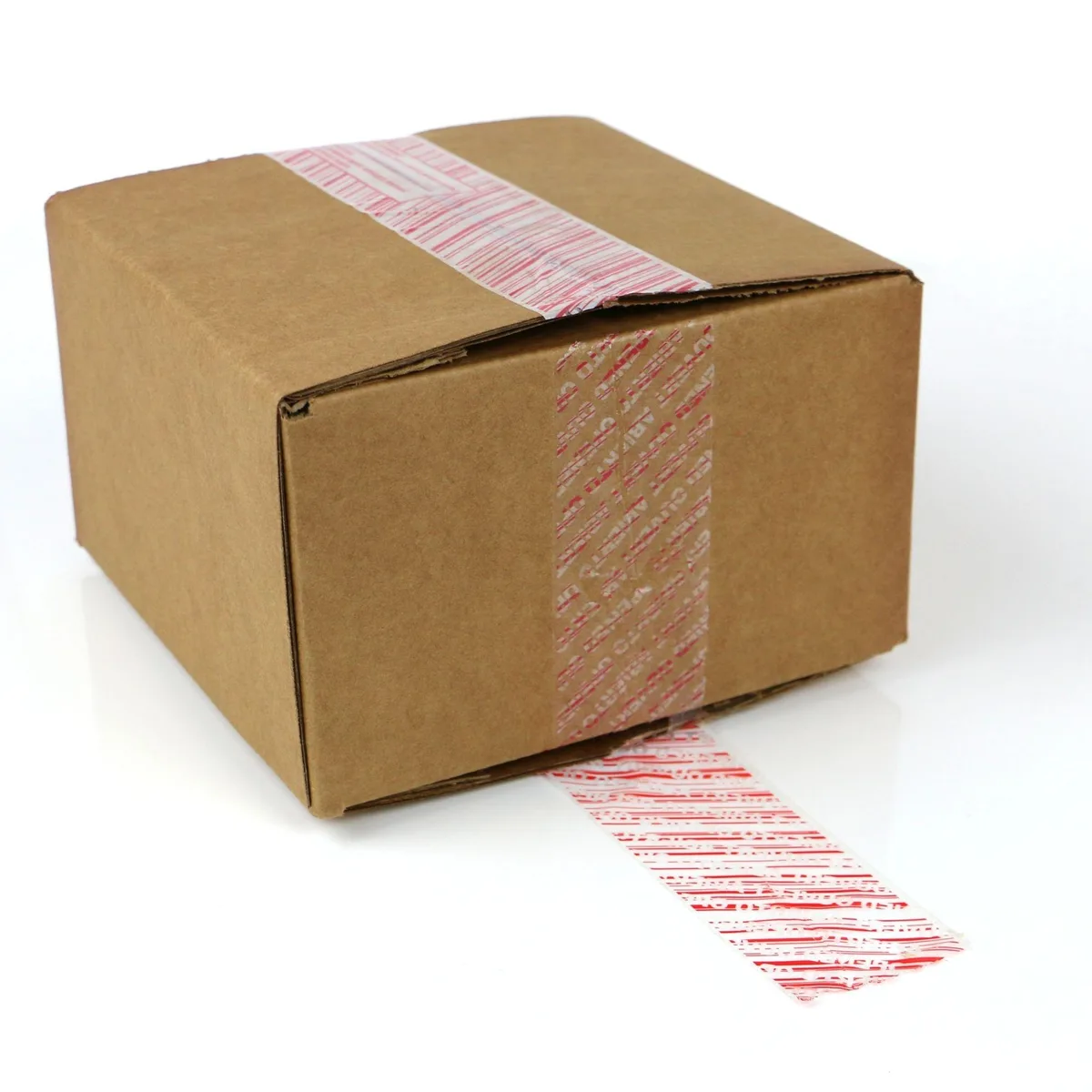 FindTape FindTape Tamper Evident Packaging Tape 48mm x 55yd White/Red Stripes OPENED VOID mailing supply — product photo