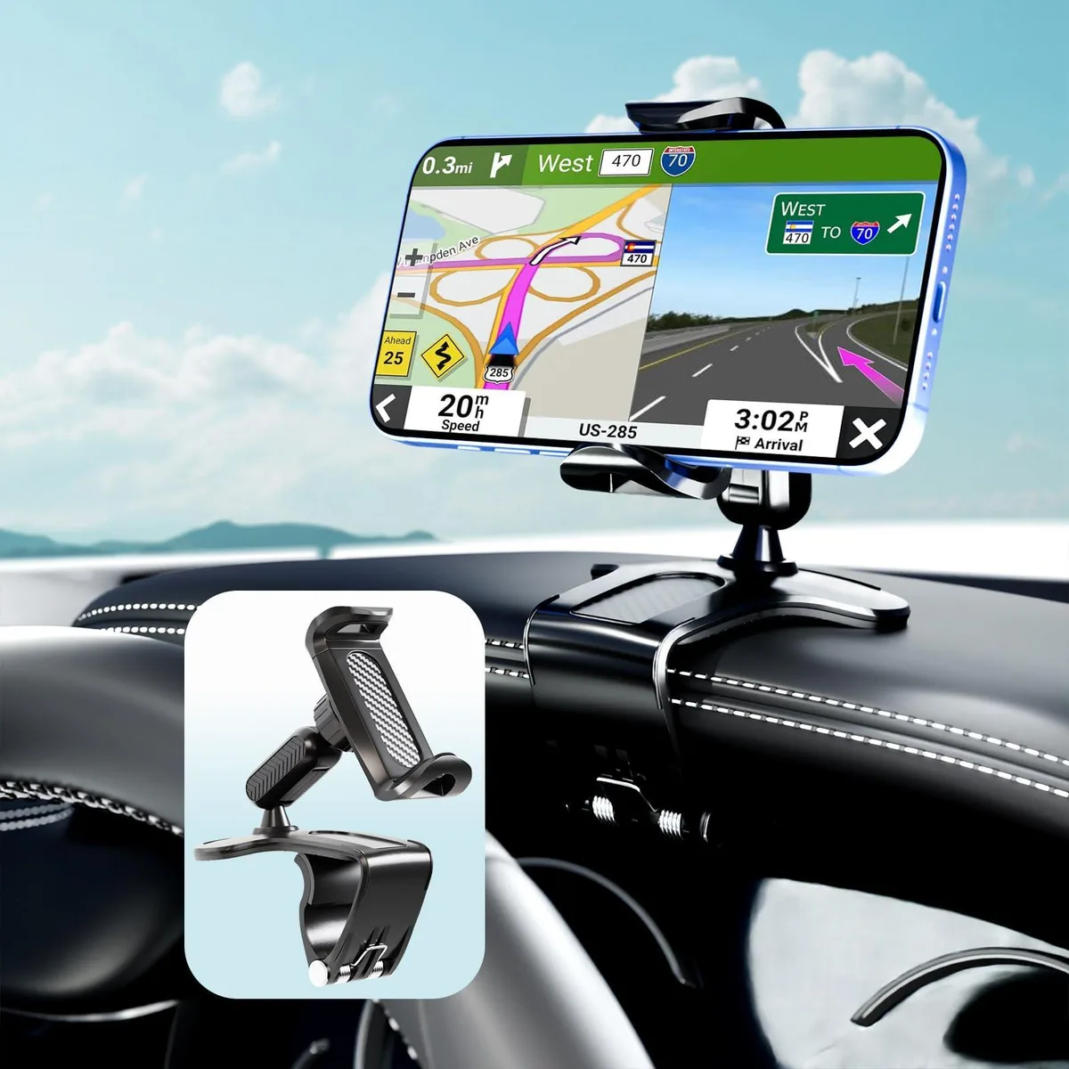 SOEWIOU SOEWIOU Dashboard Phone Mount 360° Rotation Standard Black — product photo