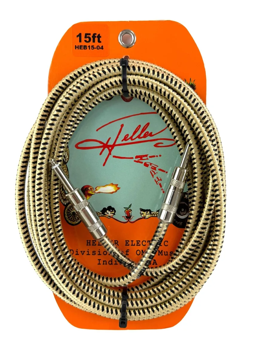 KW-Commerce KW-Commerce Heller Electric Braid-Matrix Instrument Cable 15ft Gold Black Tweed 20AWG OFC 99% Shielded — product photo