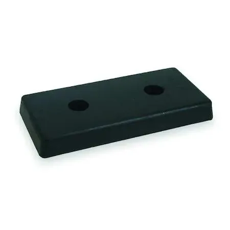 Rectangular black rubber dock bumper with two mounting holes