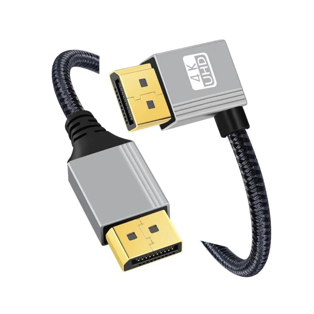Vszerda Vszerda Right-Angled DisplayPort Cable 4K 60Hz 100cm Silver Sleeve — product photo