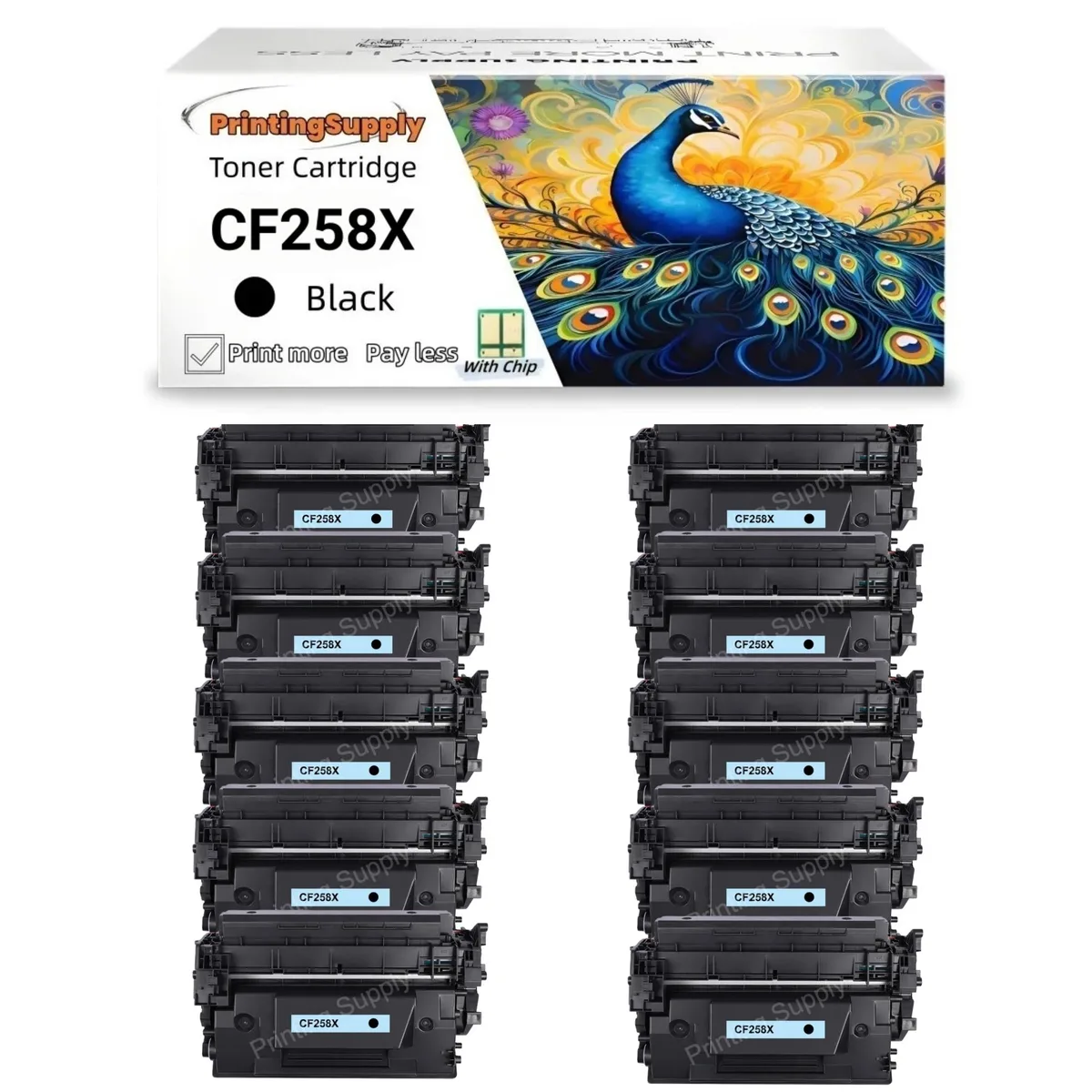 Aster Graphics Inc Aster Graphics Inc 10 Pack 58X CF258X Toner Cartridges Black — product photo