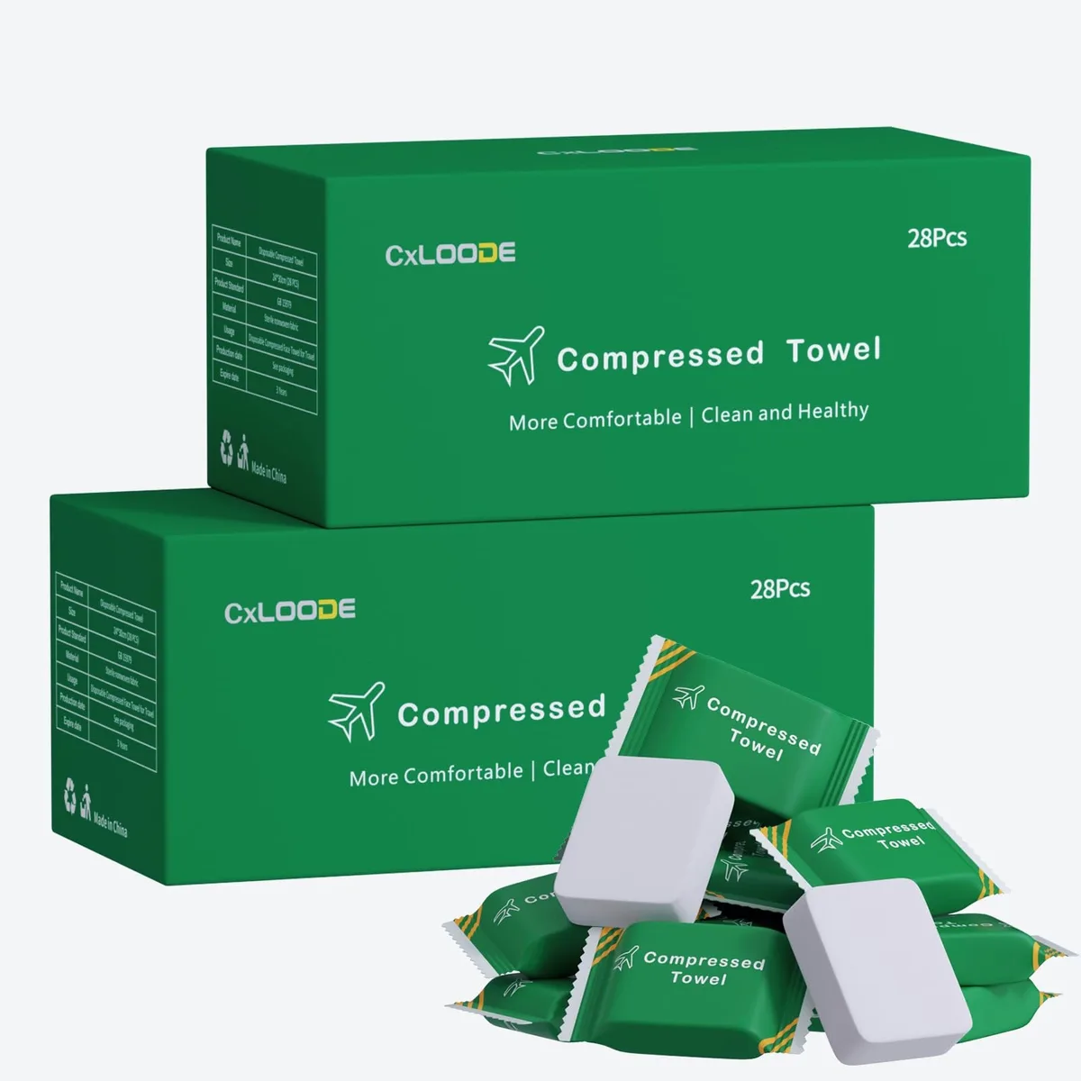 White cylindrical tablets in a clear plastic box, 56 count