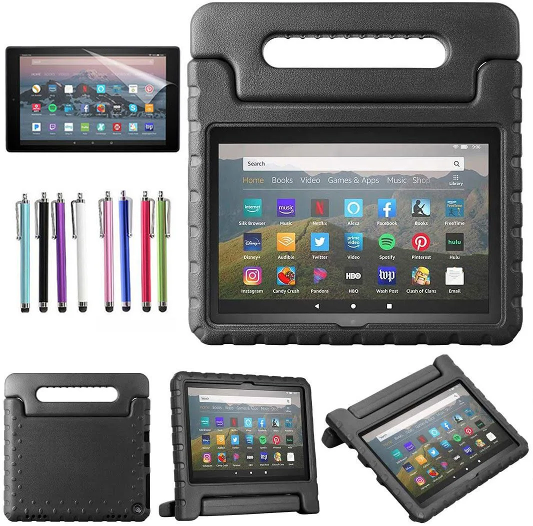 Black EVA foam case with handle and kickstand for Fire 7 2022