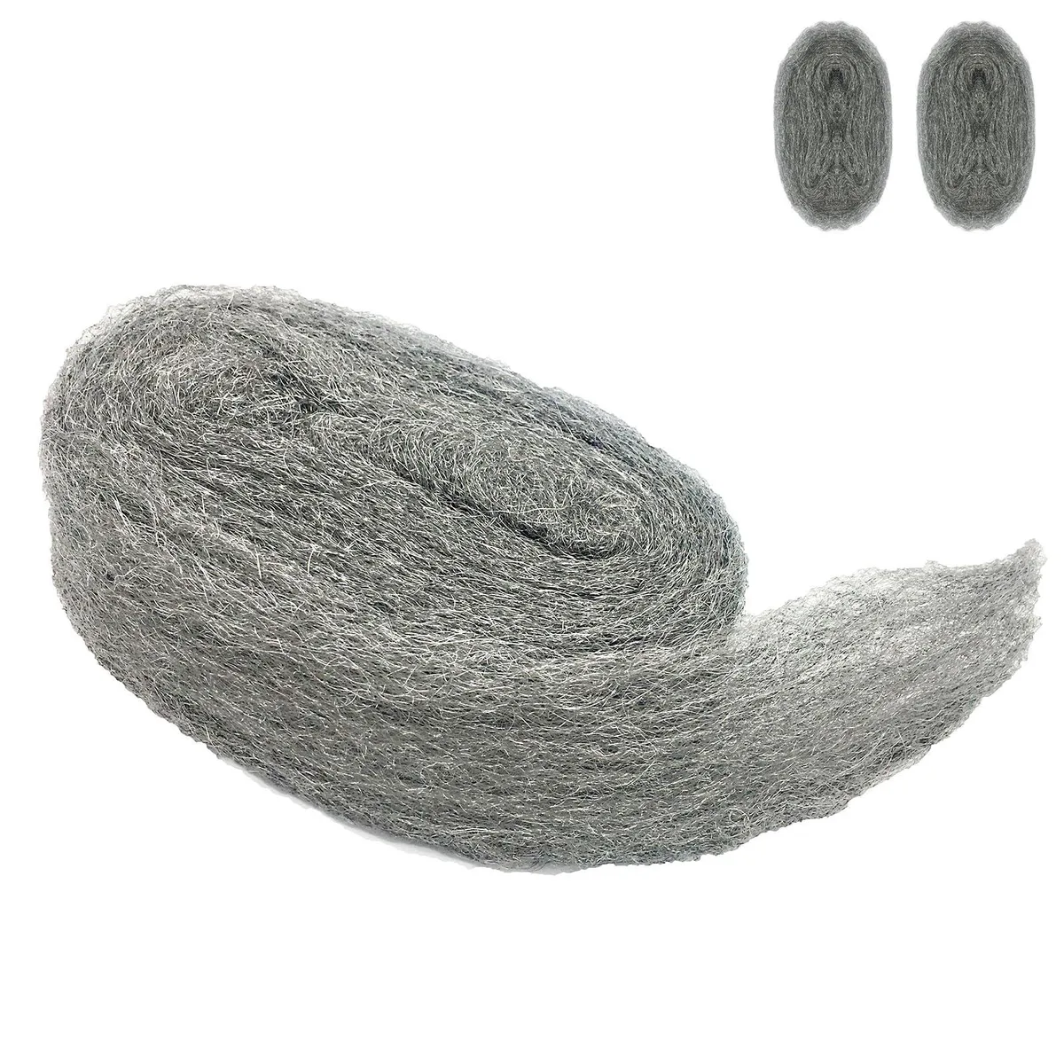 Two rolls of fine steel wool with gloves