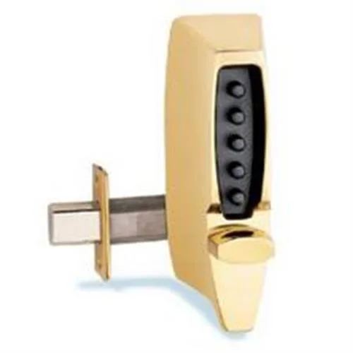 Simplex Simplex 7108-03 Bright Brass Mechanical Pushbutton Door Lock 2-3/8" Backset 1" Deadbolt No Key — product photo