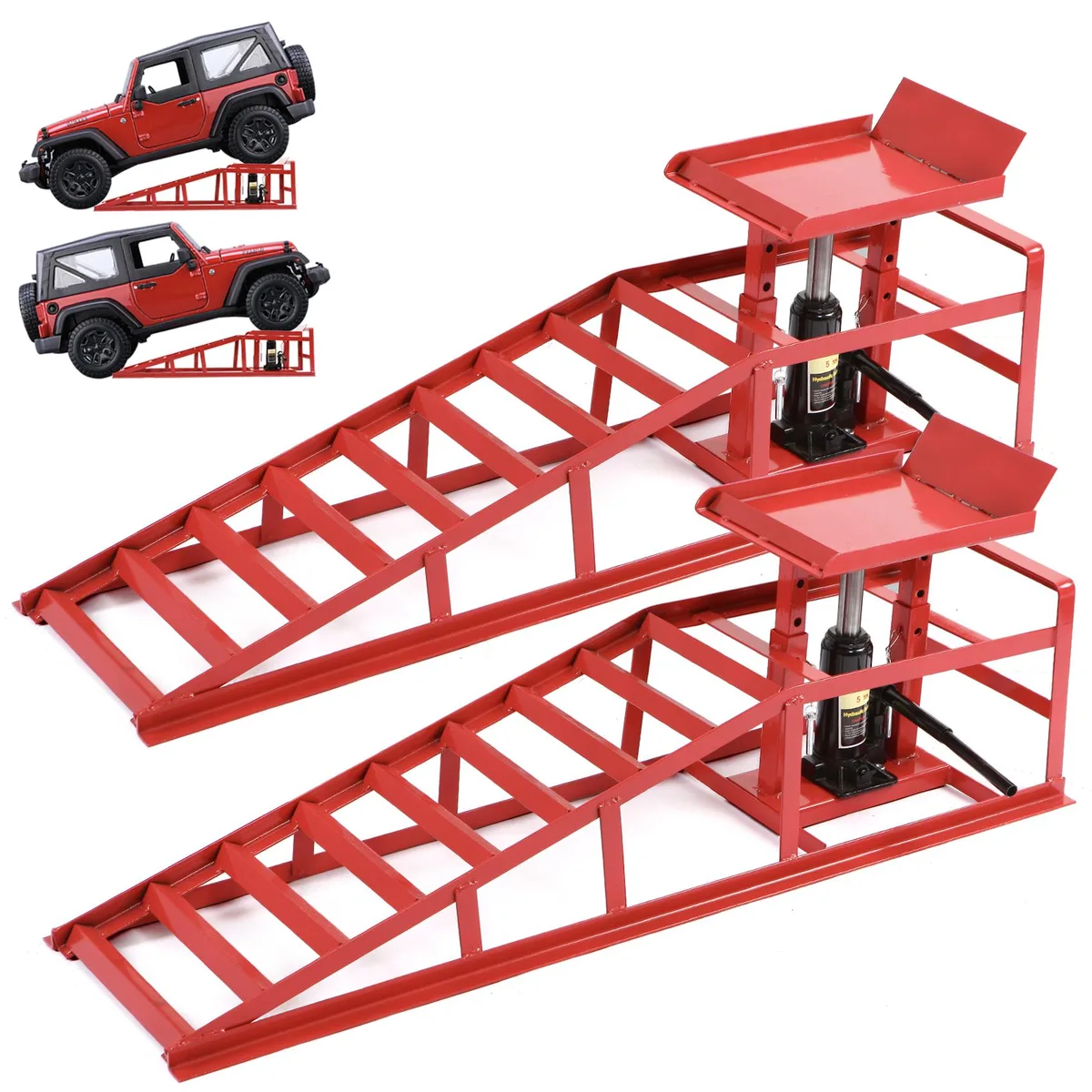 LUBAIR LUBAIR Hydraulic Car Ramps 2 Pack 5T 11023 lbs Red — product photo
