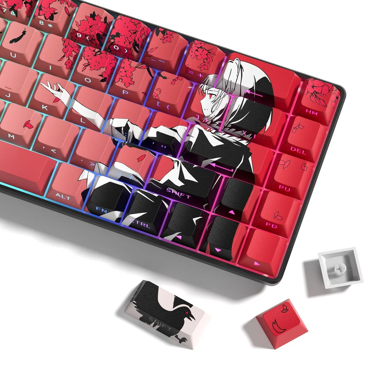 Womier Womier Japanese Anime Keycaps Shine Throgu 130 Keys PBT Cherry Profile Red — product photo