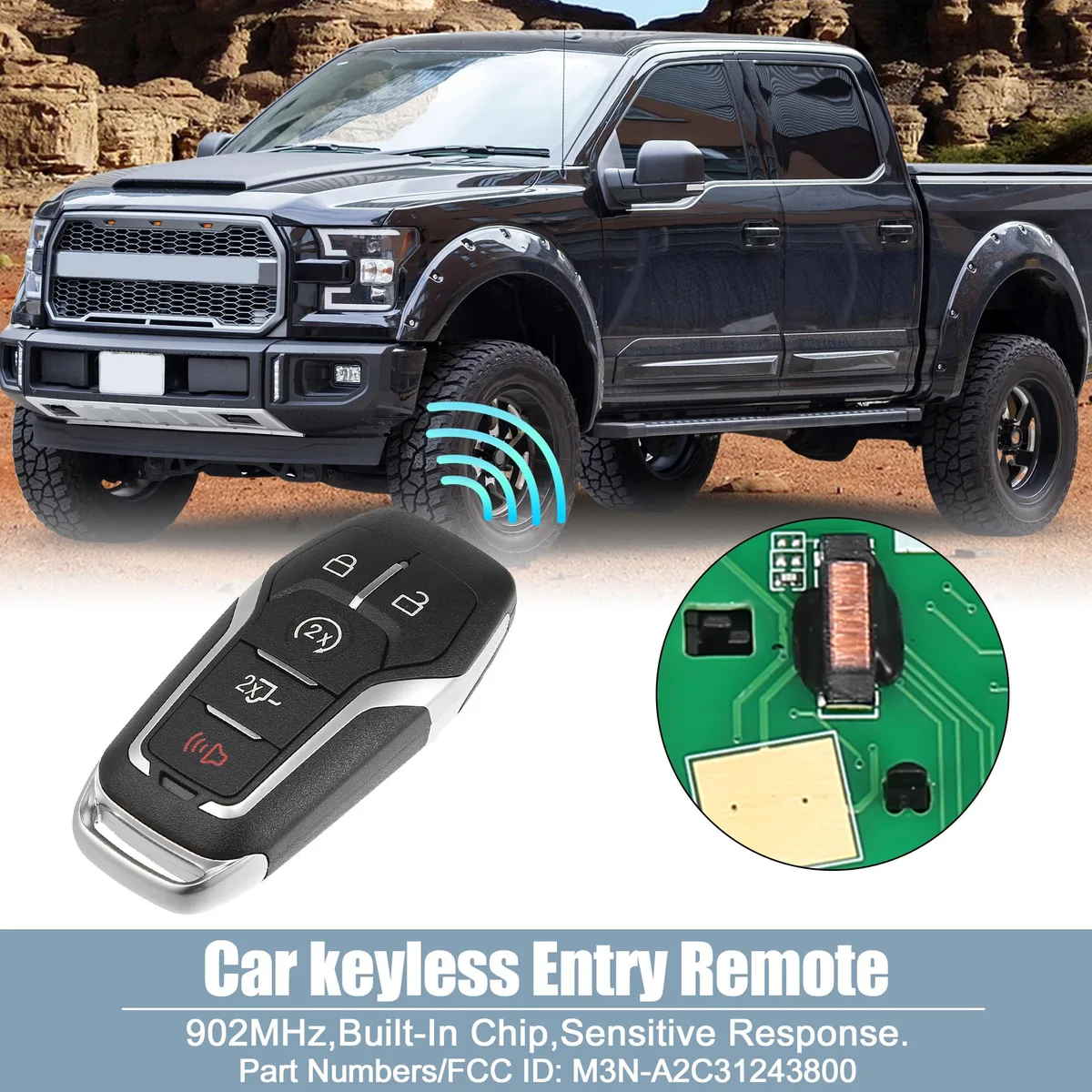 Unique-Bargains Unique-Bargains 902MHz 5-Button Remote Start Key Fob 49 Chip Ford F-Series 2015-2017 Expedition 2016-2017 — product photo