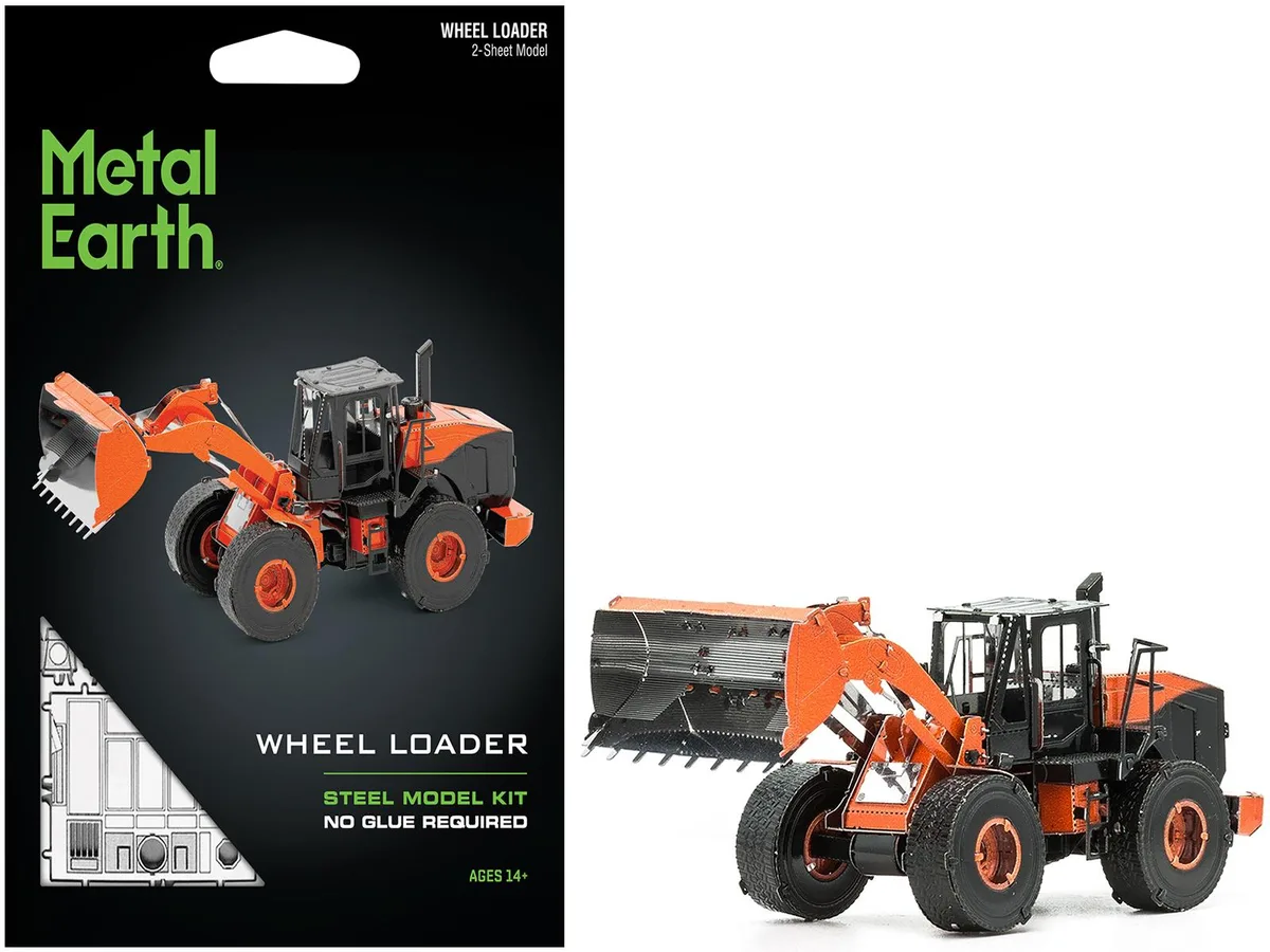 Metal Earth Metal Earth Wheel Loader Orange Black Challenging 2-Sheet Steel Hobby Collectible — product photo