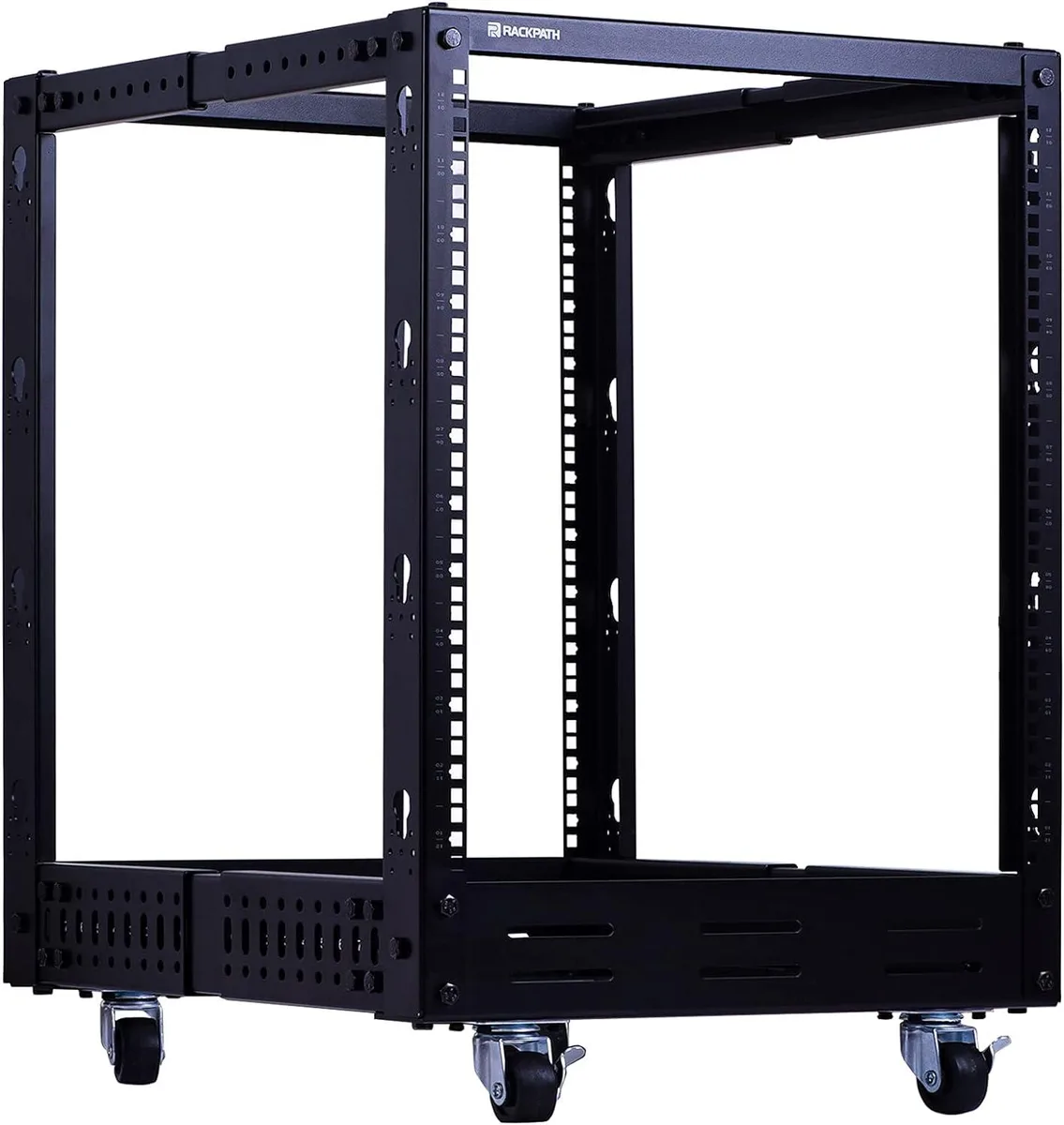 BFKK BFKK 12U Open Frame Server Rack 4 Post Adjustable Depth 22.7-40.7 in with Casters — product photo