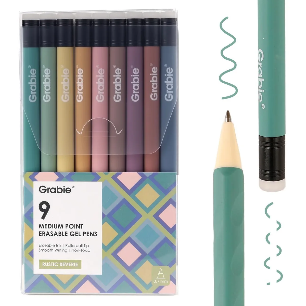  Grabie Erasable Gel Pens 0.7 mm 9-Pack Rustic Reverie — product photo