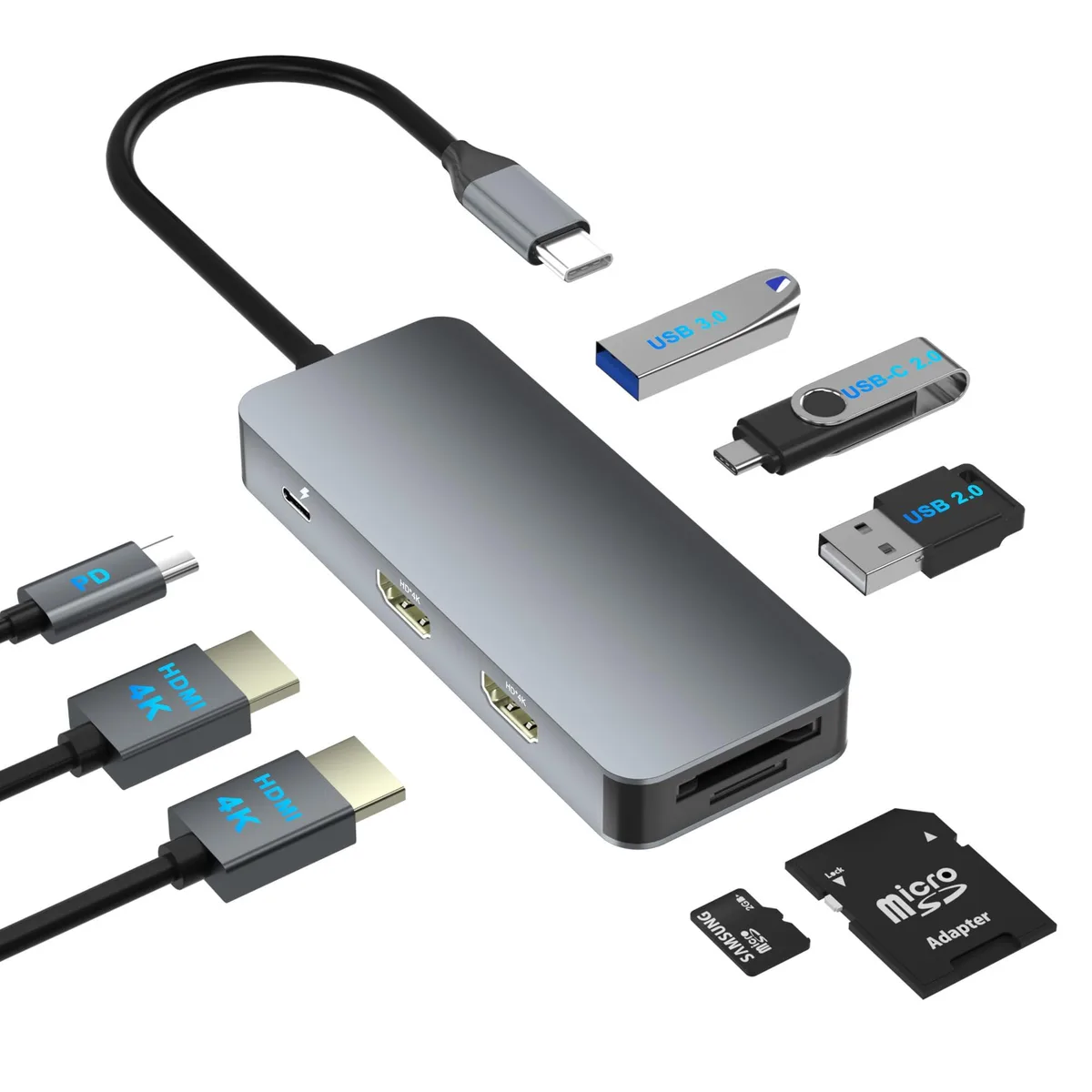  Belkin 5550/ 8-in-1 USB-C Docking Station Dual 4K@30Hz HDMI 100W PD — product photo