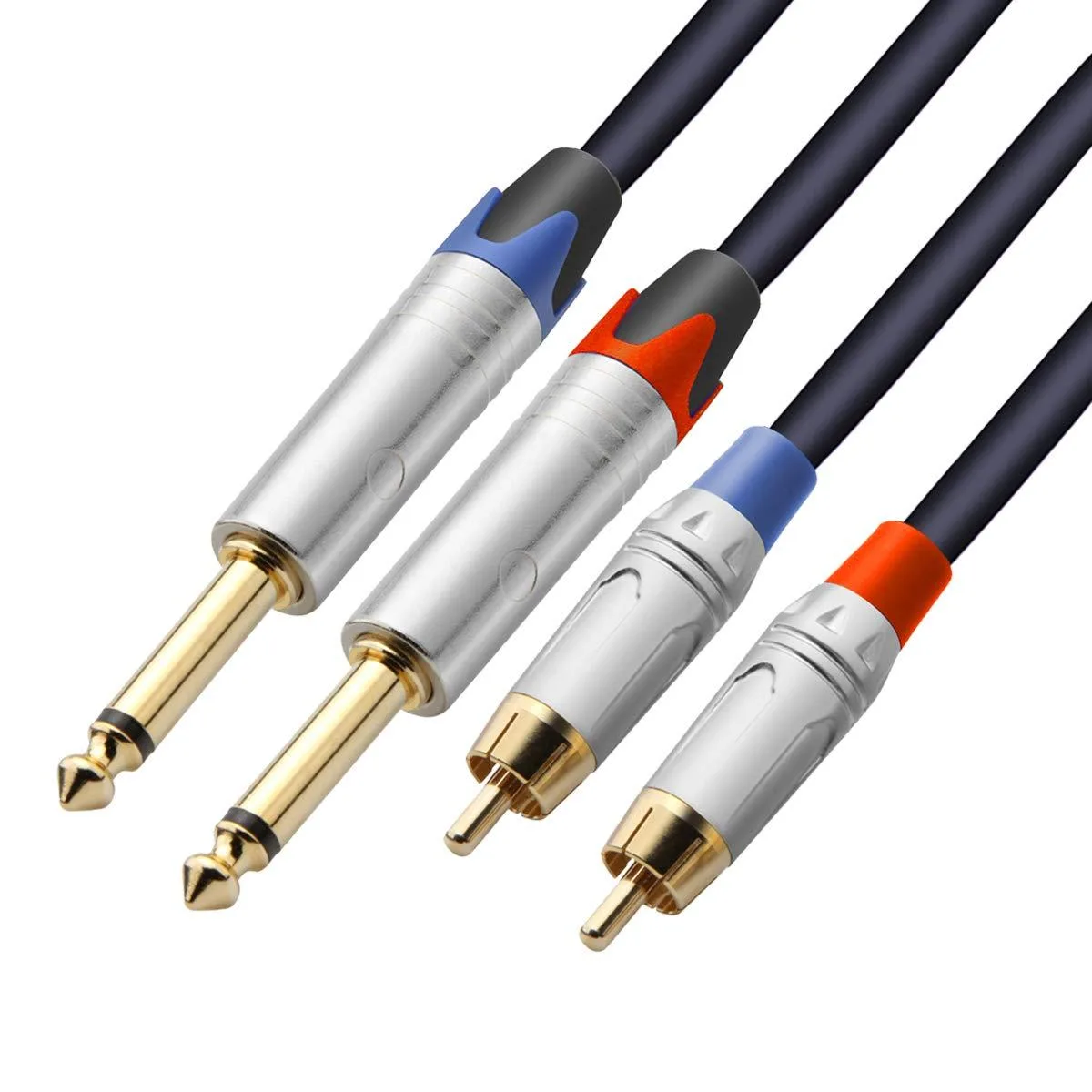 PISKEKAT PISKEKAT Dual RCA to Dual 1/4 inch TS Stereo Audio Cable 6.6 ft — product photo