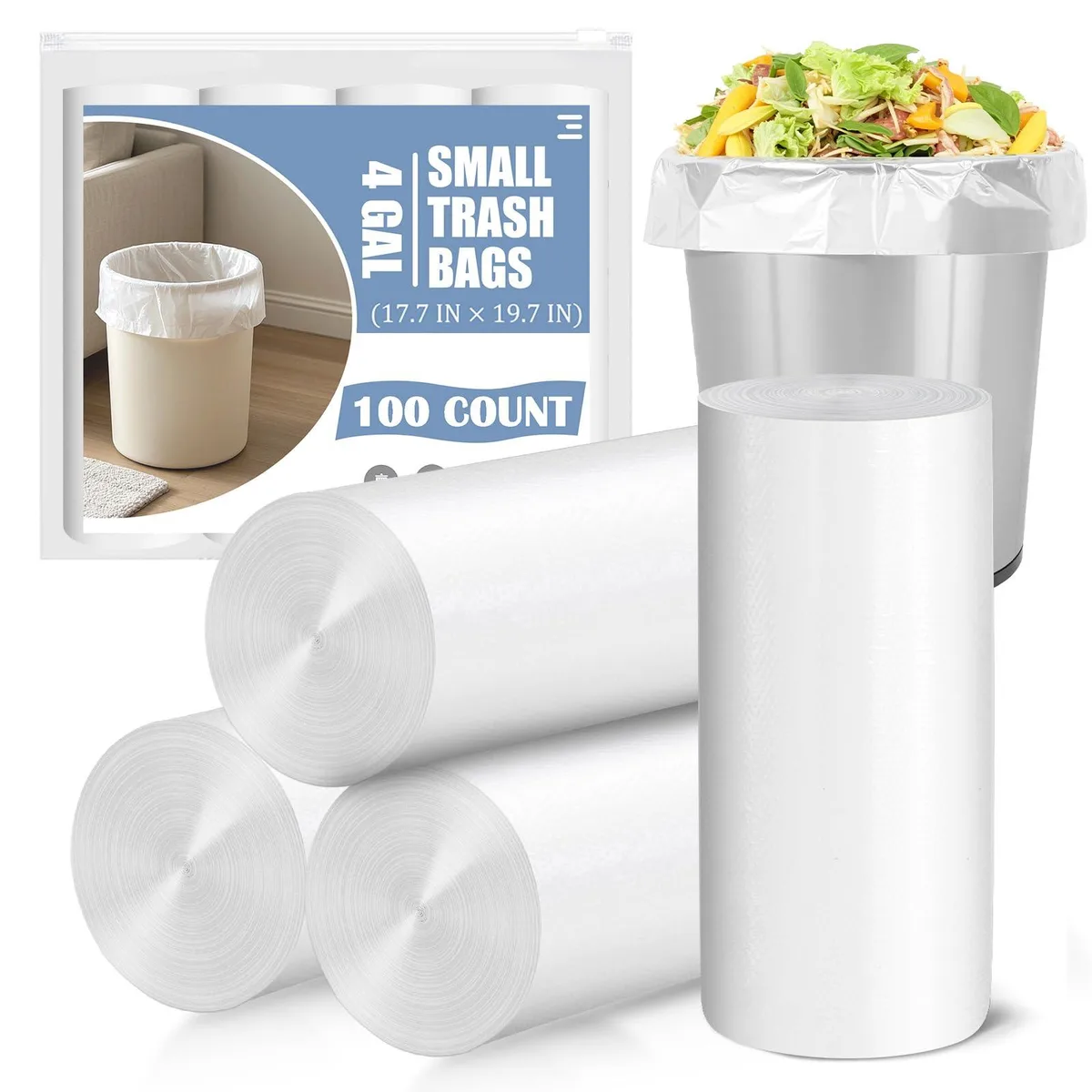  CORREPAK FD-4GAL-100 4 Gallon Garbage Bags White 100 Count — product photo