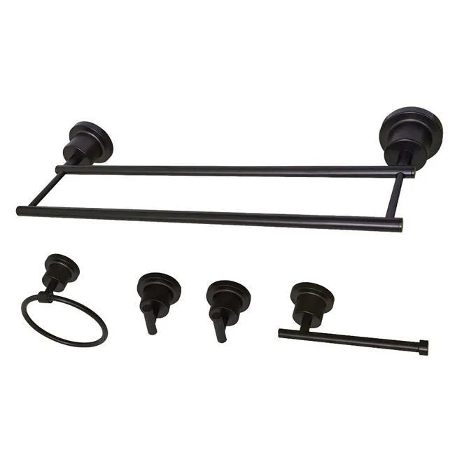 Five-piece bathroom accessory set in oil-rubbed bronze finish