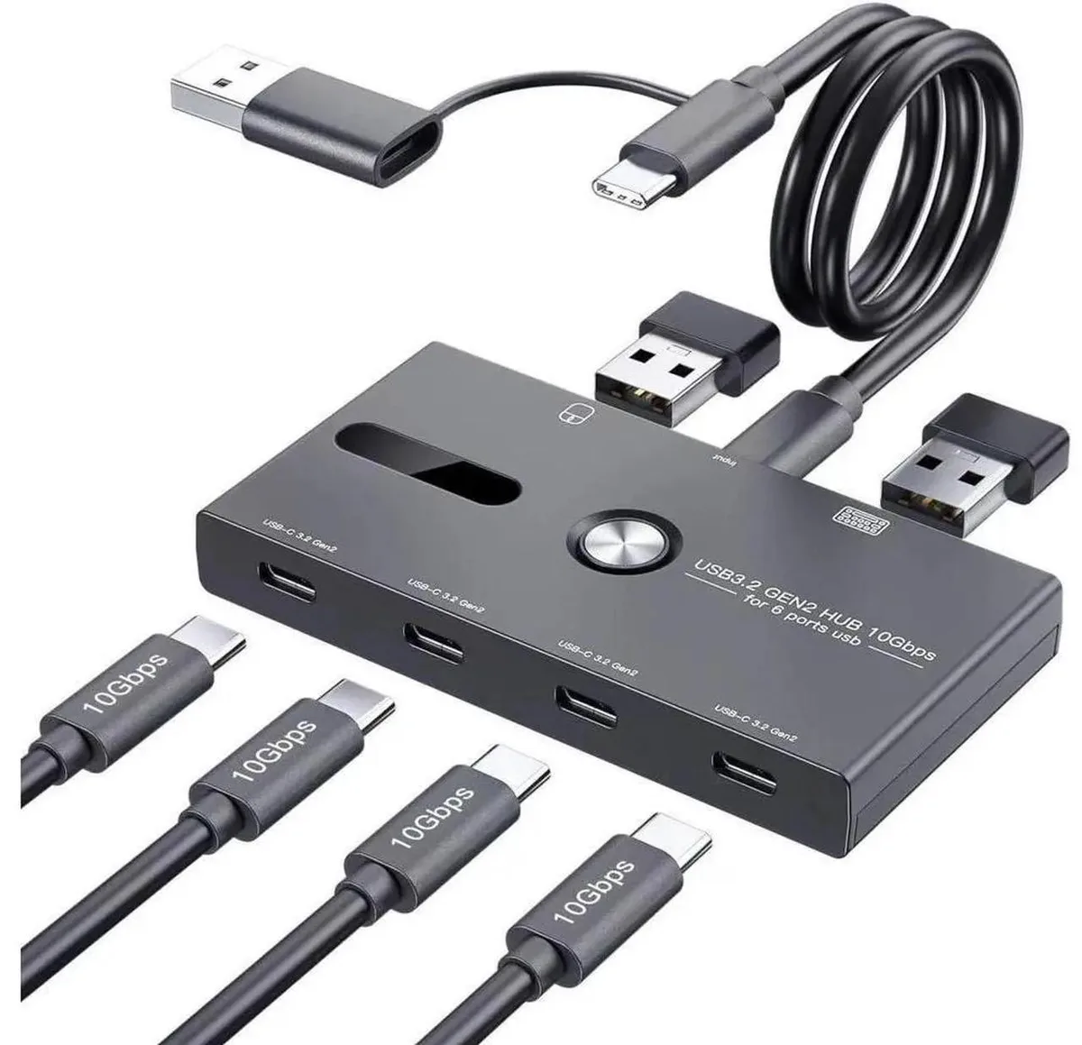 SMUGDESK SMUGDESK 6-Port USB 3.2 Gen 2 Hub 10Gbps 4 USB-A 2 USB-C Data Only — product photo