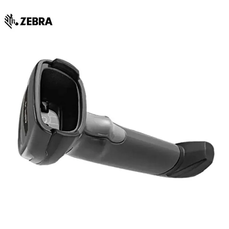 White handheld barcode scanner with trigger and cable