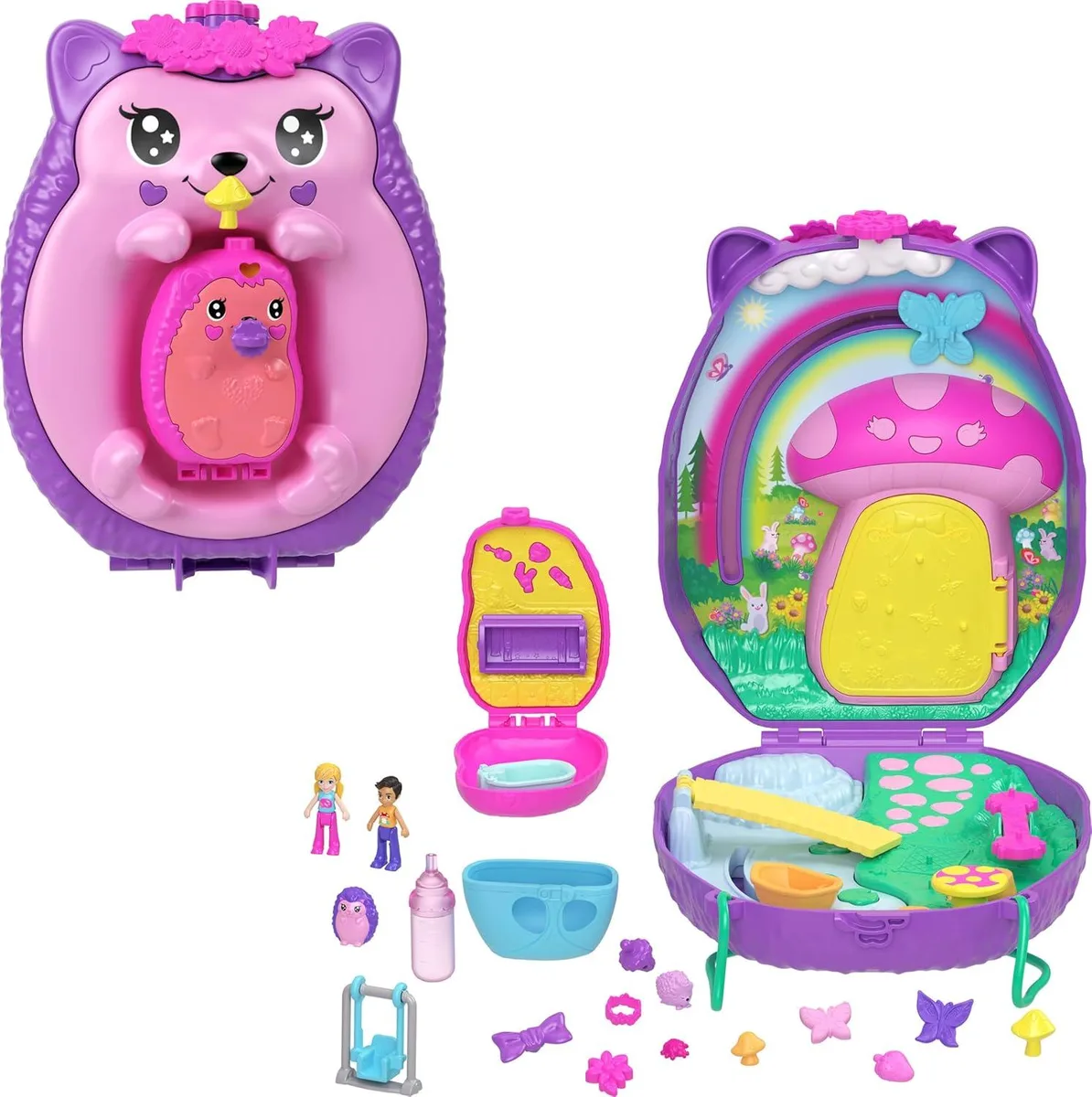 Polly Pocket Polly Pocket 2-in-1 Hedgehog Purse Playset 2 Micro Dolls 16 Accessories 20 pcs — product photo