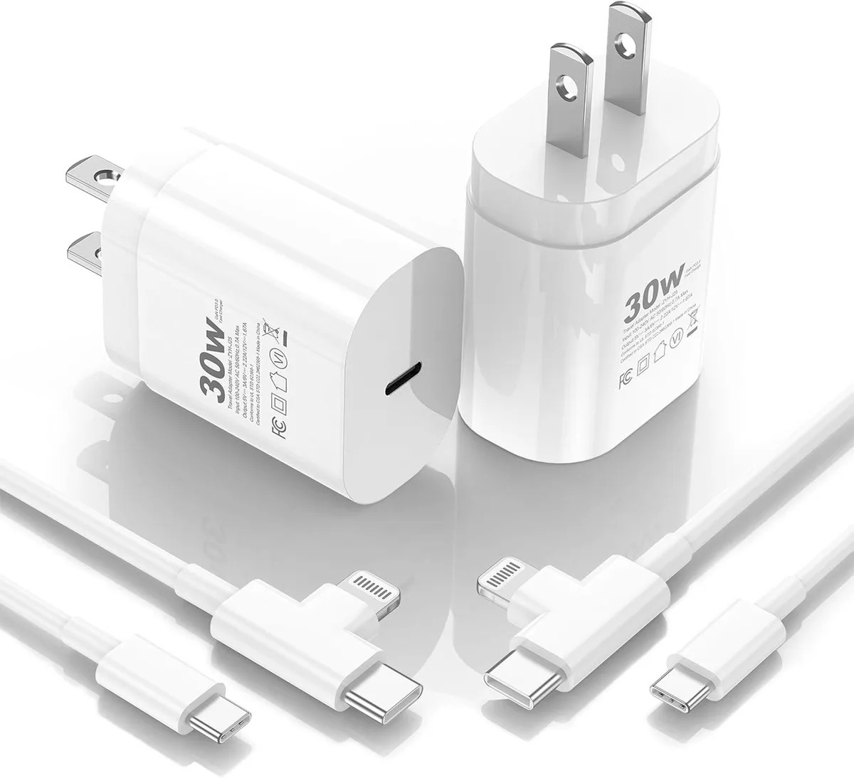 MCHOSE MCHOSE 30W charger with 6FT C to C and Lightning cable White 2 — product photo
