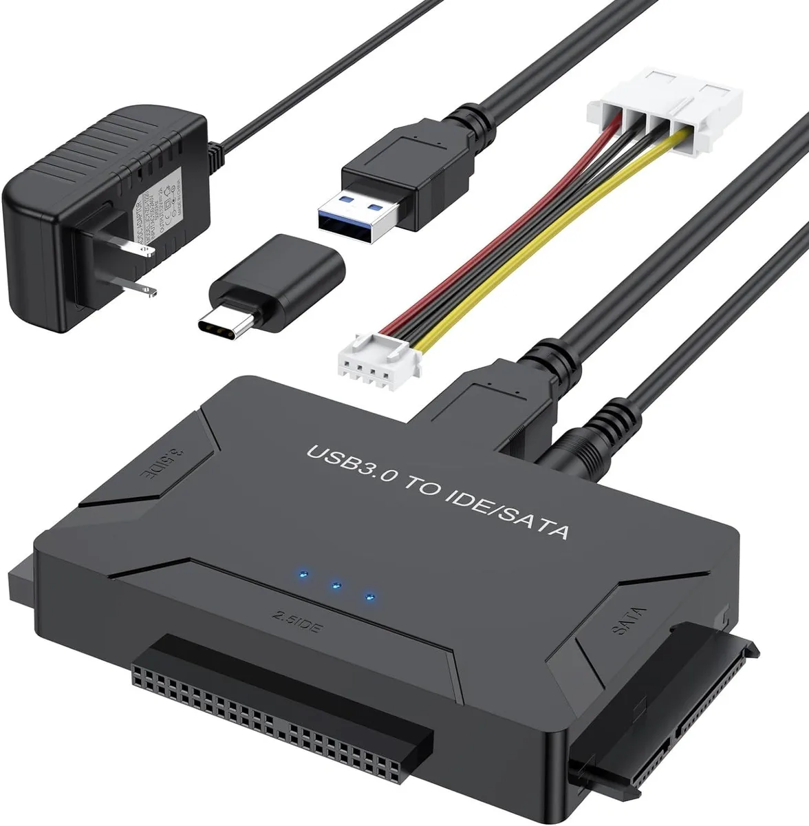 SMA SMA Hard Drive Adapter IDE SATA to USB 3.0 with USB-C Black — product photo