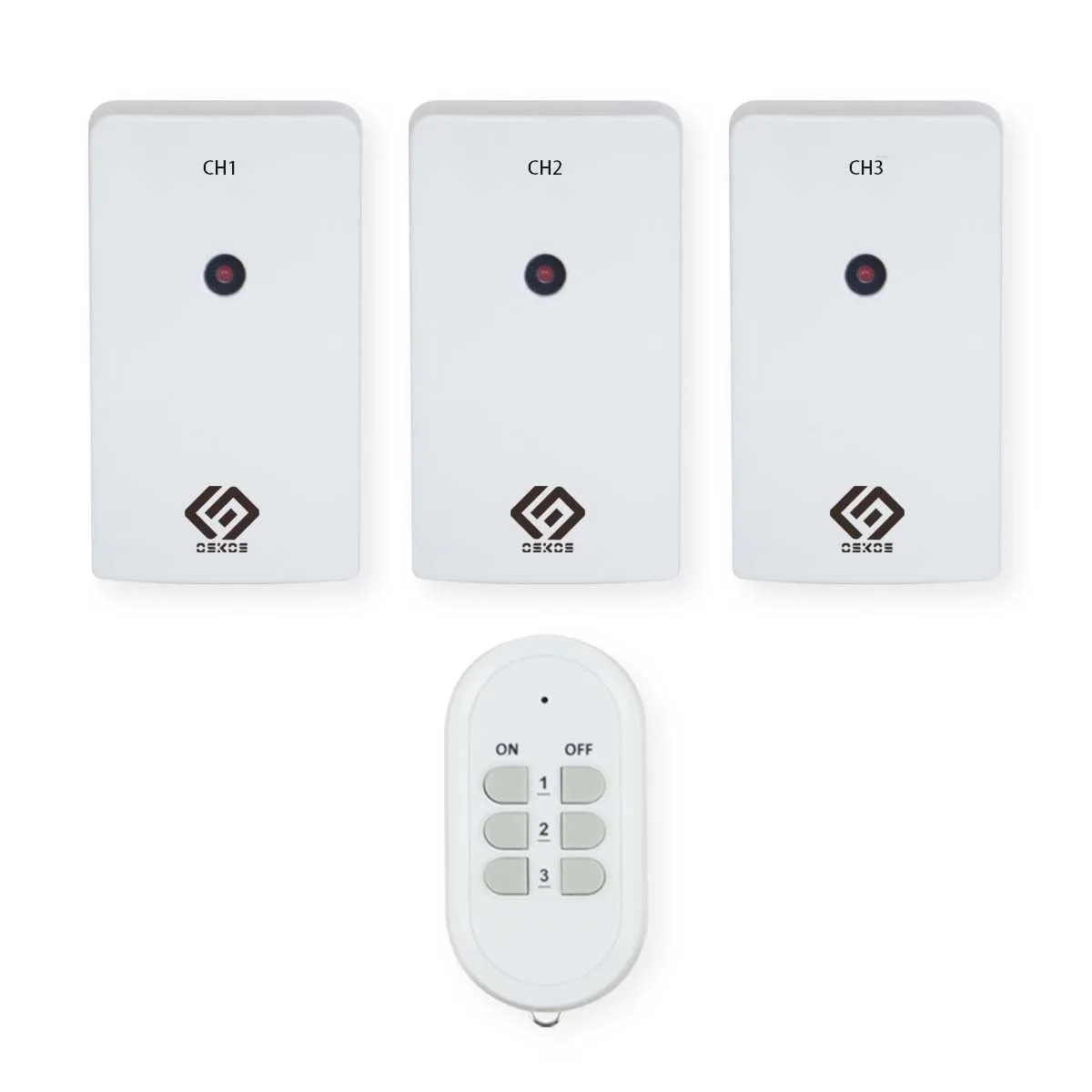 Meterk RC-015x3 Wireless Remote Outlet Kit 3 Receivers 1 Remote 100ft Range 15A 125V — product photo