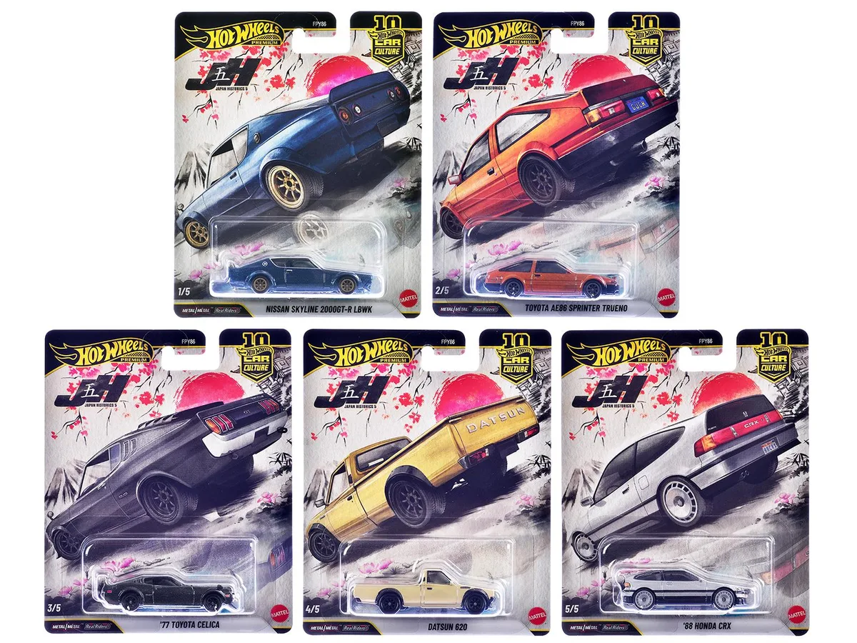Hot Wheels Hot Wheels Japan Historics 5 Car Culture 10th Anniversary 2025 Series P 5-Piece Diecast Set — product photo