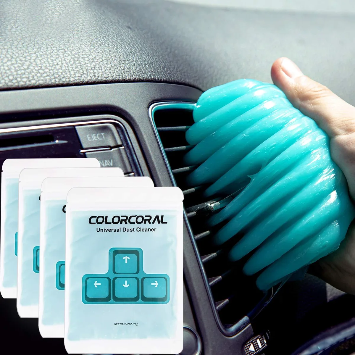 Four blue putty tubs in a rectangular pack