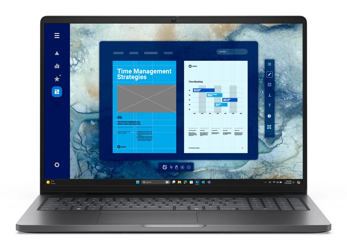 DELL Dell Pro PC16250 laptop, Intel Core 5 120U, 32GB DDR5, 1TB NVMe, 16" WUXGA — product photo