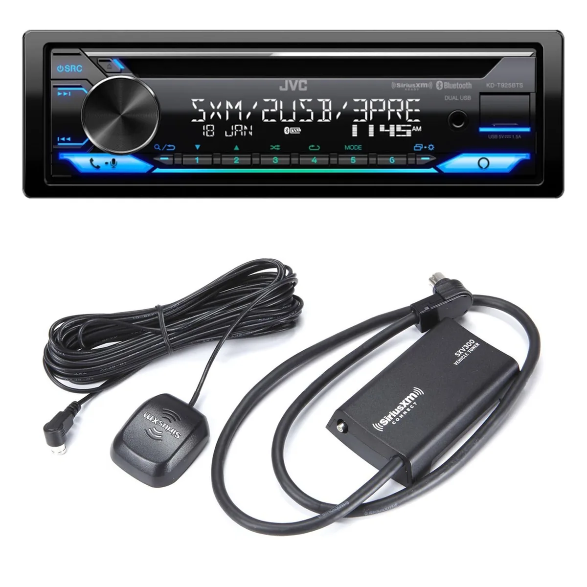 JVC JVC KD-T925BTS CD Receiver with SXV300v1 Satellite Radio Tuner — product photo