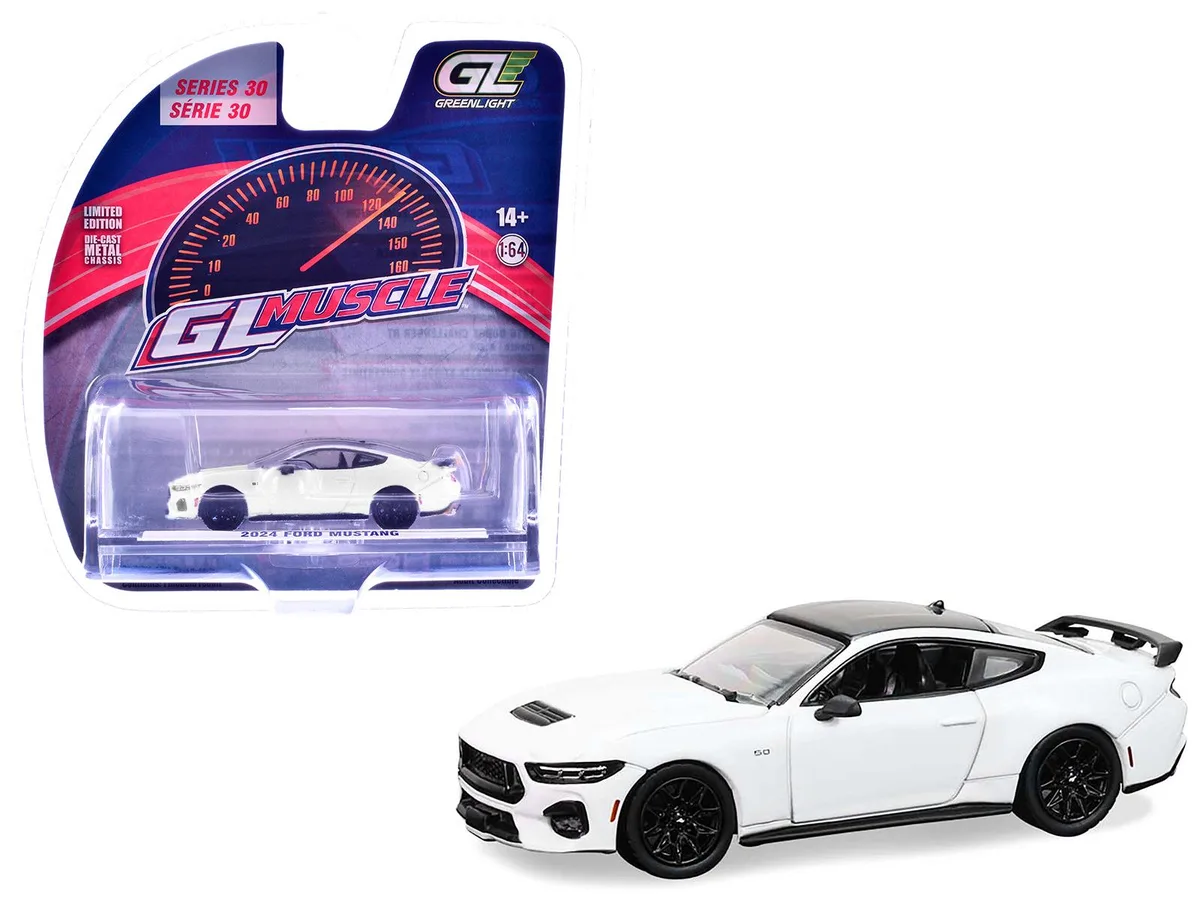 GREENLIGHT GREENLIGHT 2024 Ford Mustang Oxford White Black Top Series 30 1/64 Diecast hobby collectible — product photo