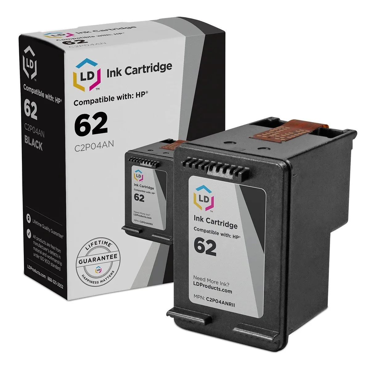 LD Products LD Products HP 62 Black Ink Cartridge C2P04AN 200 Pages — product photo