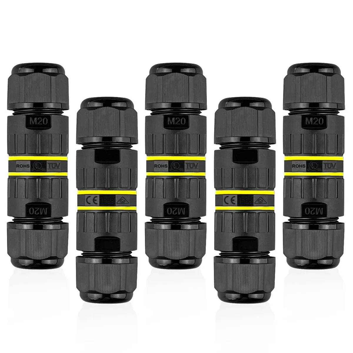 BONAEVER BONAEVER 2-Way 3-Pin M20 Junction Box IP68 5-Pack — product photo