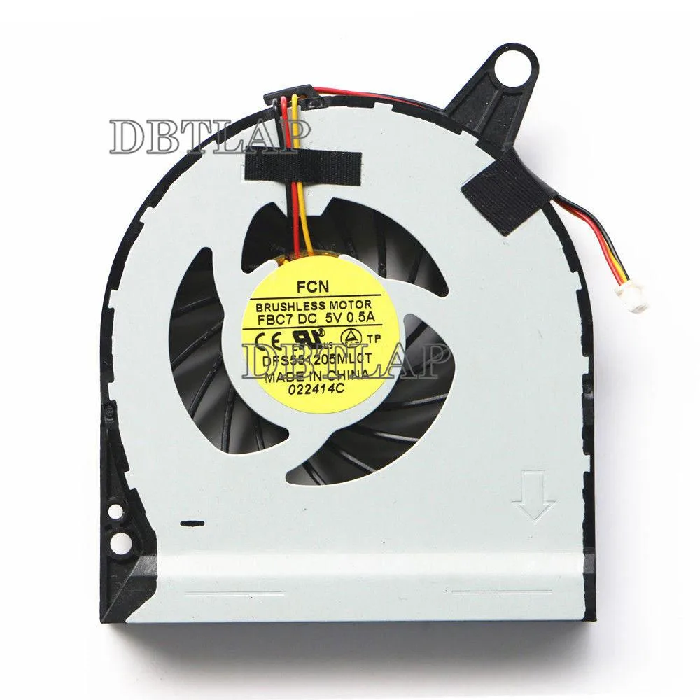 Small black laptop CPU cooling fan with plastic housing and wire connector